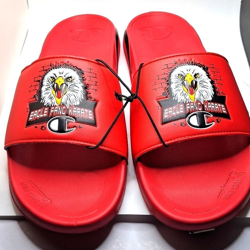 COBRA Kai Eagle fang Karate kid red slides size 12 men Champion